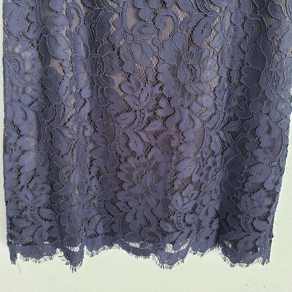 Eliza J Navy High Neck Lace Sheath Dress - Picture 2 of 8